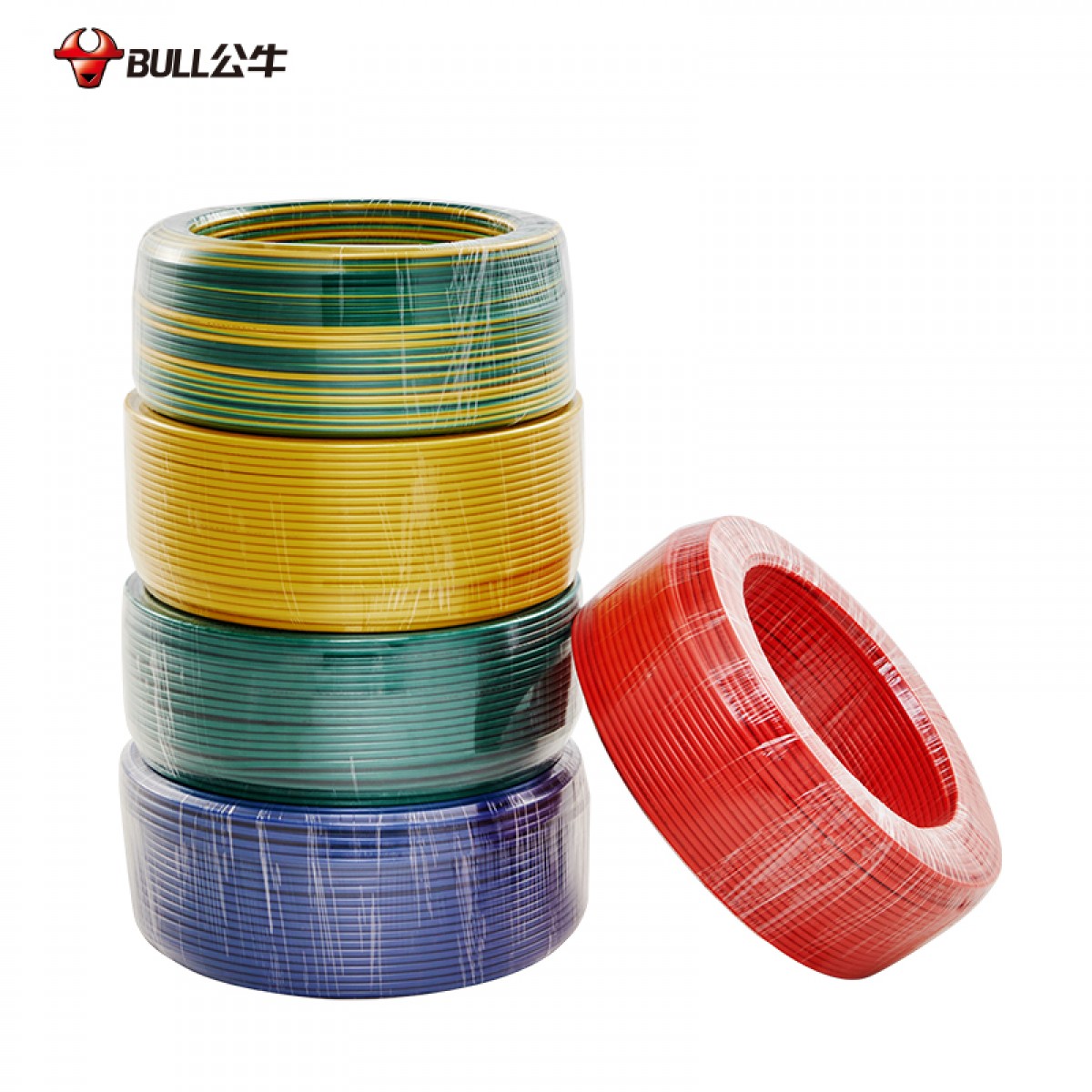 公牛(BULL) 电线电缆BV单芯单股铜线国标铜芯电线家用电线 BV1.5平方 100米(5色可选，下单联系客服选择)单位：卷