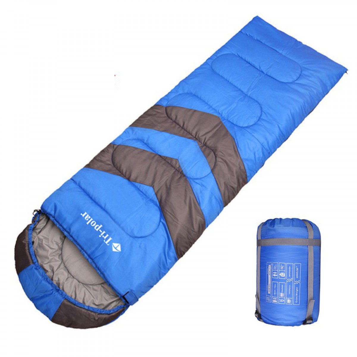 三极（Tri-polar）中空棉睡袋成人户外旅行冬季加厚保暖大人便携式露营防寒单人睡袋TP2918 蓝色 单位：个