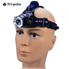 三极（Tri-polar）led头灯户外钓鱼头戴式强光充电防水迷你照明灯夜钓跑步矿灯TP3336 头灯+两节电池+直充 单位：套