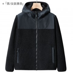 三极户外（Tri-polar）绒抓绒衣男女款秋冬加绒加厚户外保暖摇粒绒女士开衫外套TP8332 黑色(尺码可选)单位：件