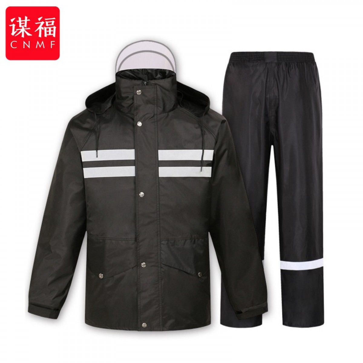 谋福 ZQ001雨衣套装徒步反光分体雨衣雨裤加厚成人摩托车骑行雨衣（2XL-170） 单位：套