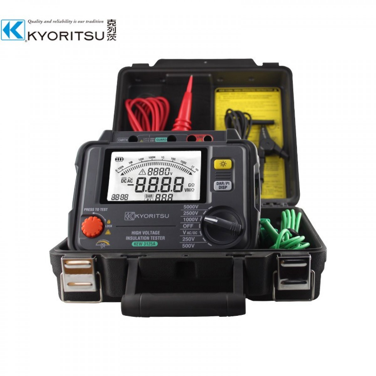 克列茨 高压兆欧表 KEW3125A 高压绝缘电阻测试仪5档位5000V数字式兆欧表电动摇表单位：台