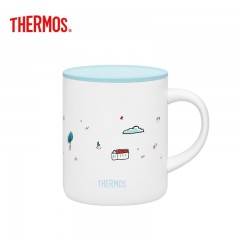 膳魔师 THERMOS 带盖不锈钢马克杯防烫儿童杯简约杯 TJDG-323 BL 森系蓝 320ml 单位：个