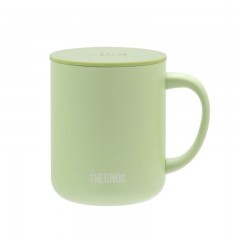 膳魔师 THERMOS 带盖不锈钢牛奶杯马克杯防烫儿童杯学生杯成人杯简约不锈钢杯 TJDG-423 GG 牛油果绿 410ml 单位：个