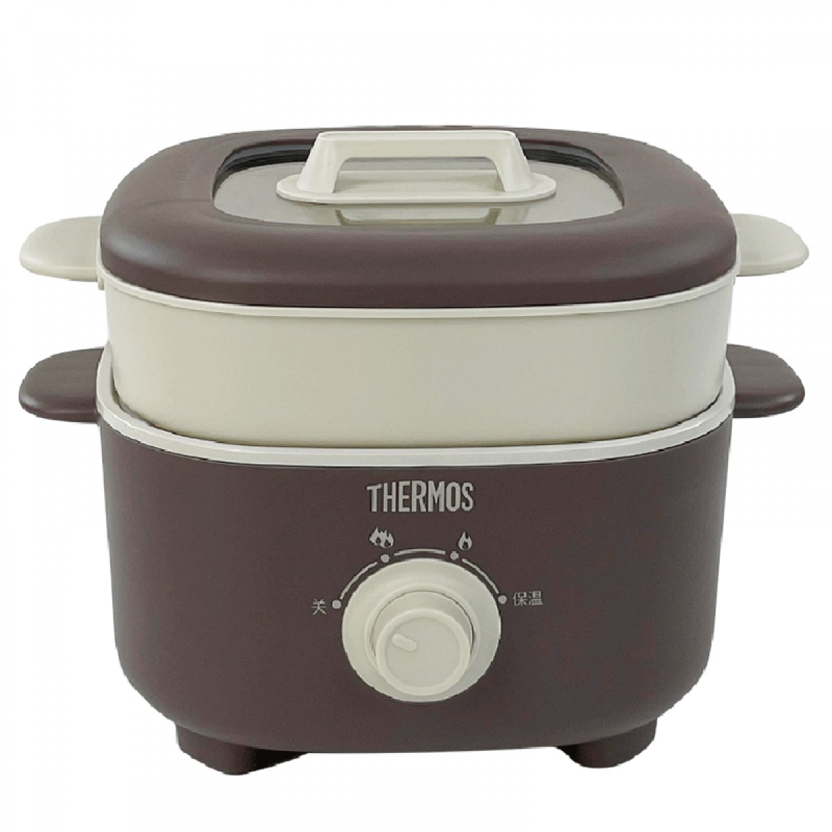 膳魔师（THERMOS） 多功能锅电火锅 2.5L家用小火锅电炒锅带蒸屉 EHA-4333A 可可棕 单位：台