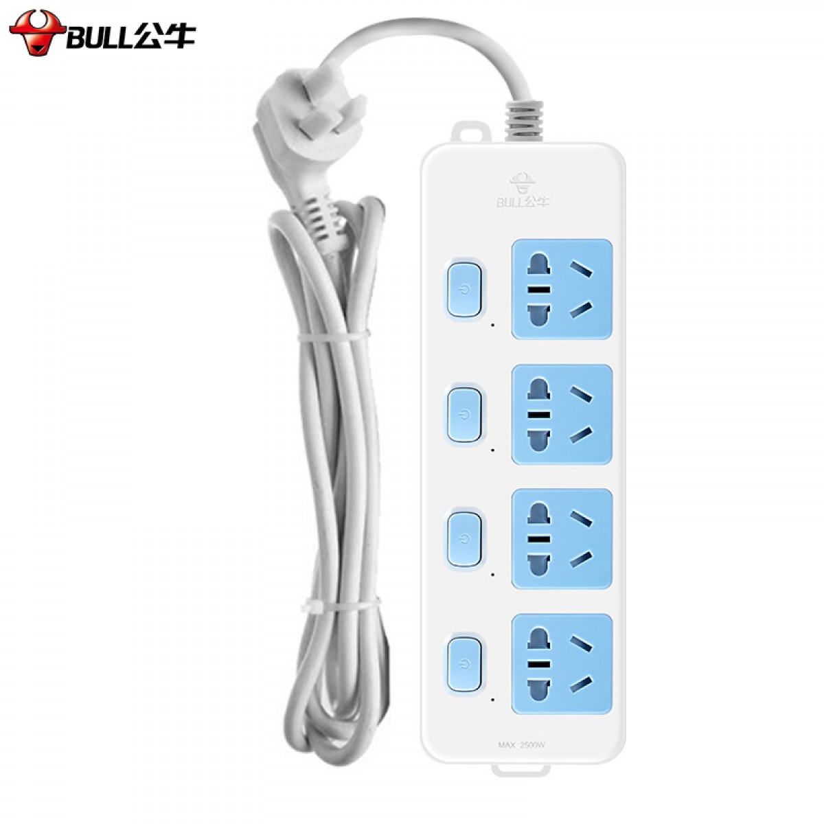 公牛（BULL）新国标插座/插线板/插排/排插/接线板/拖线板 4位分控全长1.8米 GN-315 单位：个 3个起订