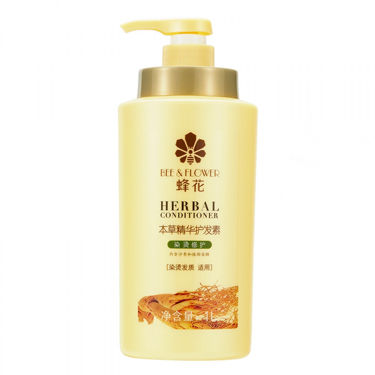 蜂花 本草精华护发素润发乳1L 修护染烫受损改善毛躁干枯分叉 女男士通用 单位：瓶 3瓶起订