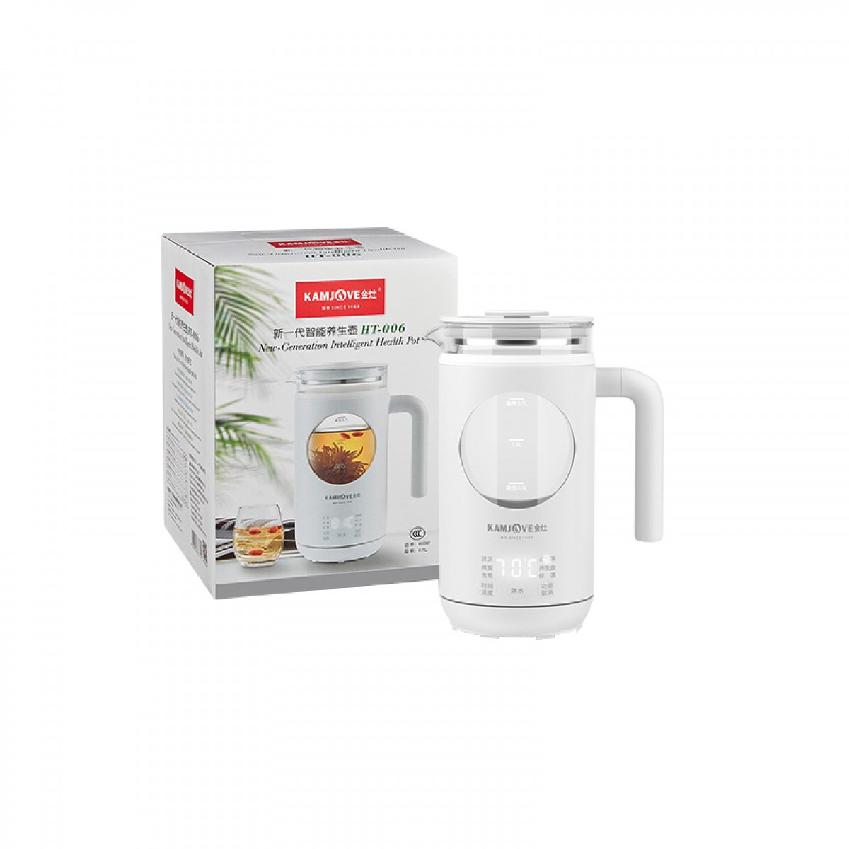 金灶（KAMJ VE） 迷你煮茶壶养生壶家用多功能玻璃烧水壶养生杯办公室热水壶煮茶器 HT-006 白色 单位：个