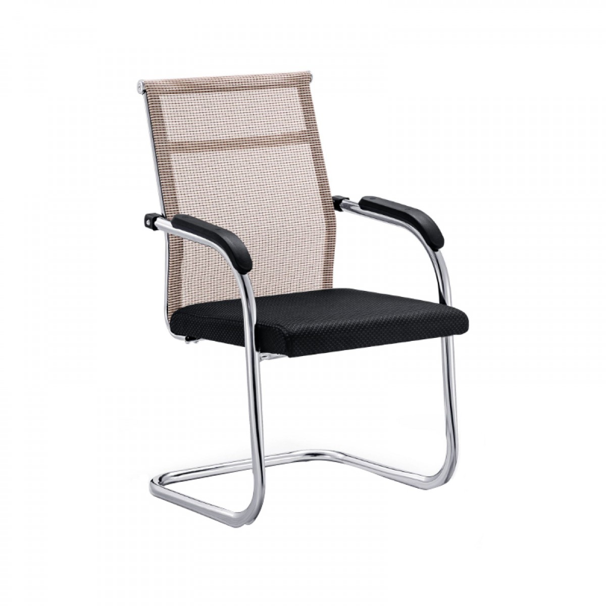 蛮曲 简约办公椅职员电脑椅金属骨架会客弓形椅网布椅子 中背米色 单位：张