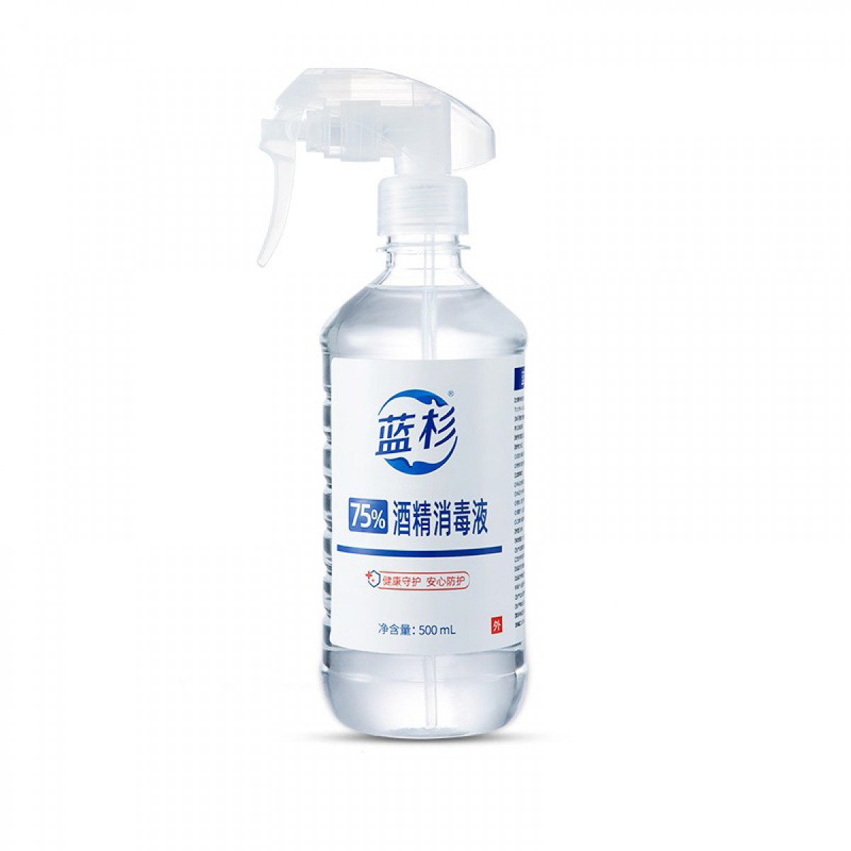 蓝杉 75度酒精消毒液喷雾500ml大瓶家用室内杀菌消毒水免洗洗手液 单位：瓶