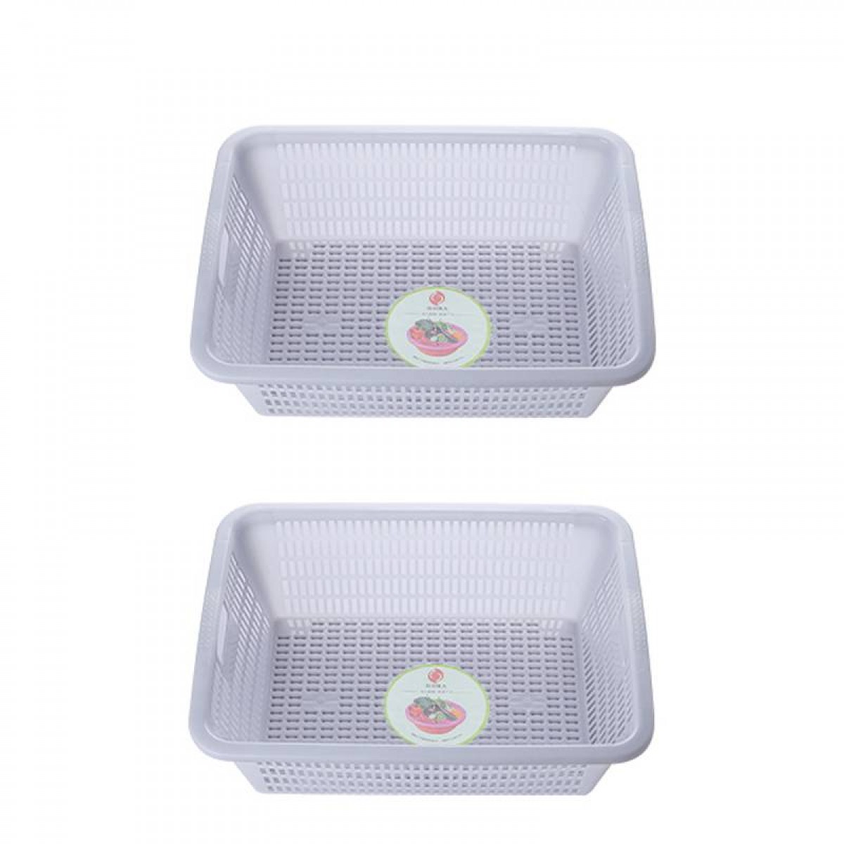 四时烟火 长方形洗菜篮沥水篮收纳筐 白色两个装/组 NO.8830 630x470x235mm 单位：组