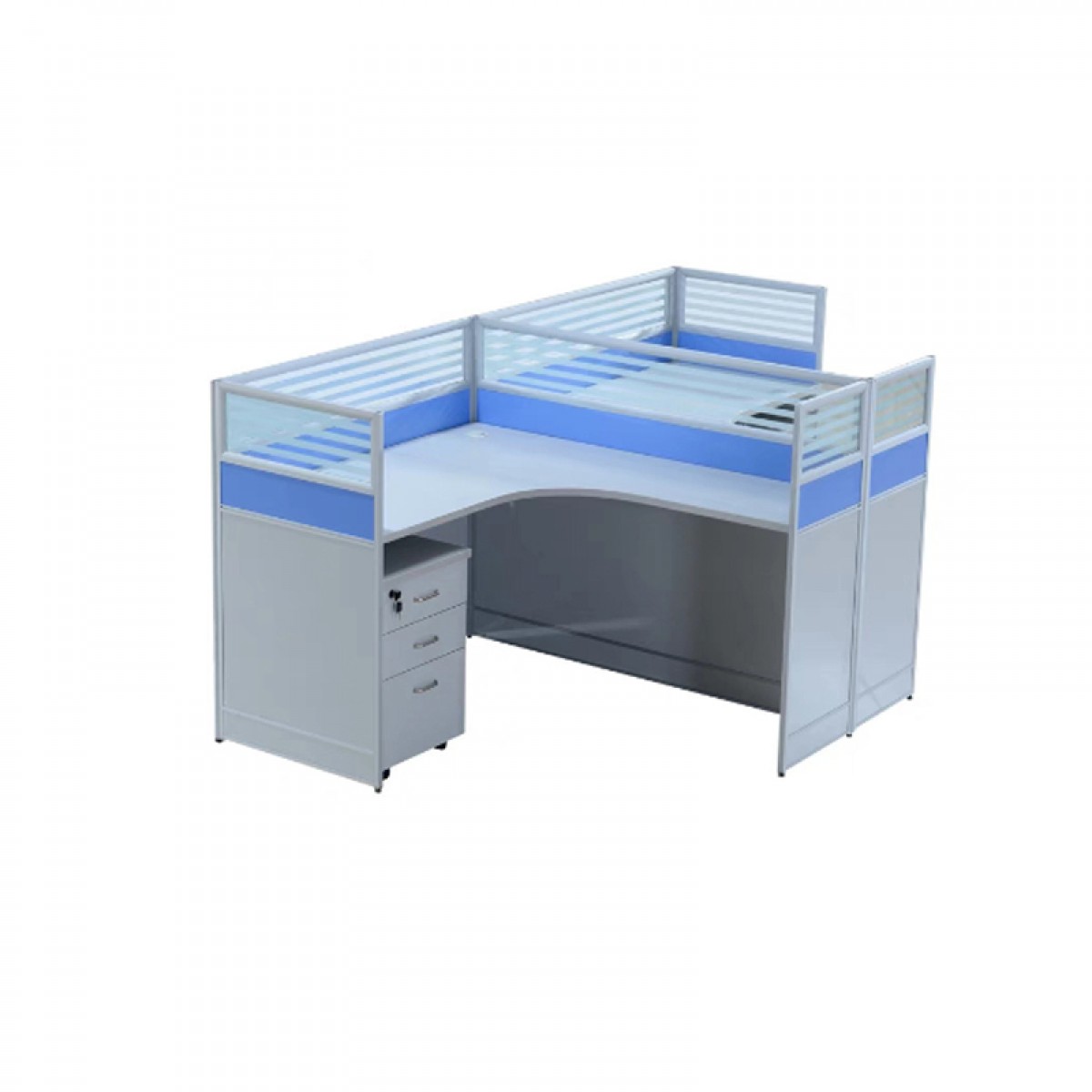 晟泰邦 职员桌4人简约现代屏风办公桌椅组合电脑卡座办工桌   T字4人位+活动柜 定制 单位：套