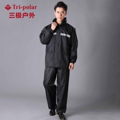 三极户外Tri-polar 双层户外加厚分体加长款黑色单人成人男风衣保安执勤雨衣TP1675 灰色 (S-3XL码可选，下单请备注) 单位；套