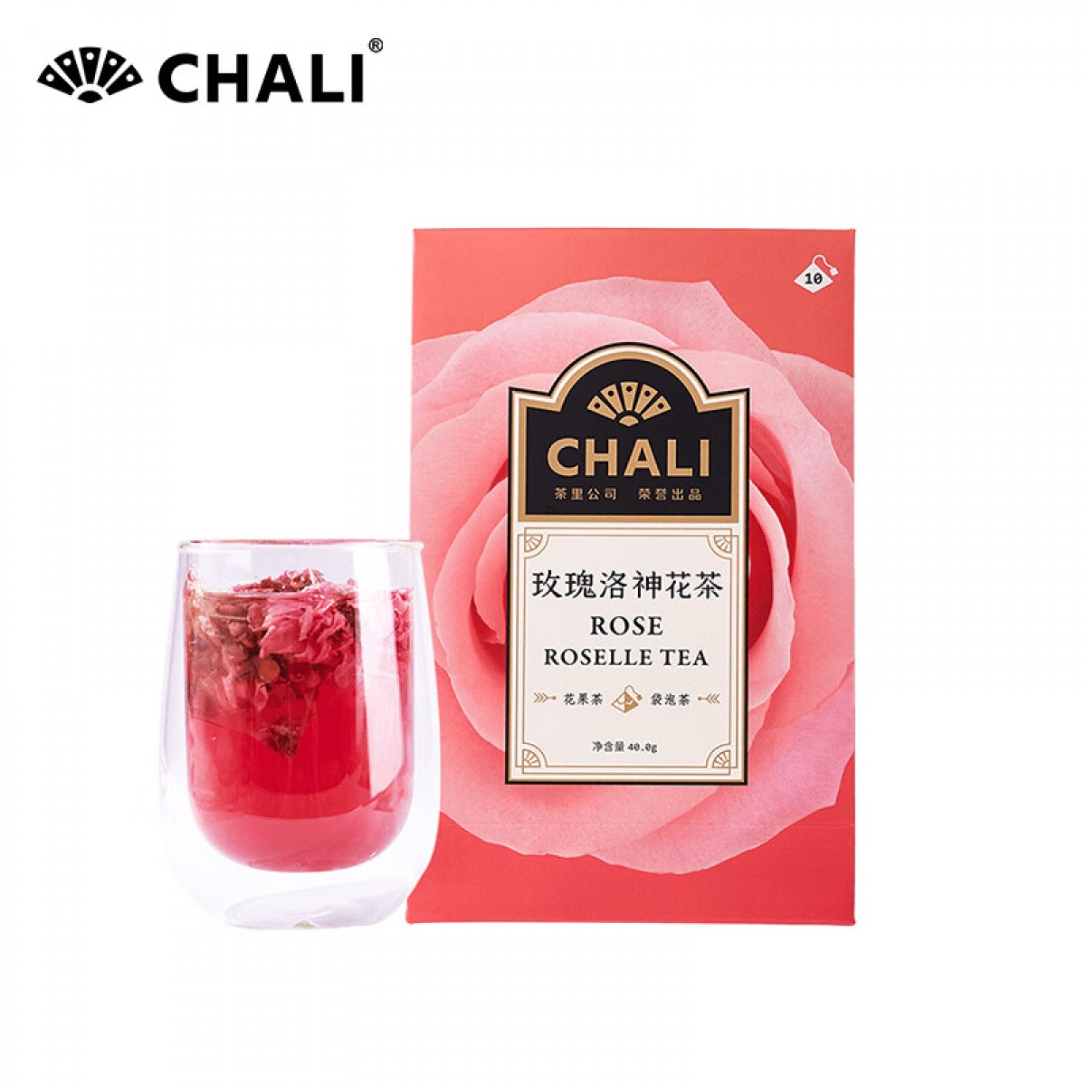 CHALI茶里公司养生茶 茶叶 洛神玫瑰花茶40g茶包玫瑰花红枣枸杞10包/盒  单位：盒