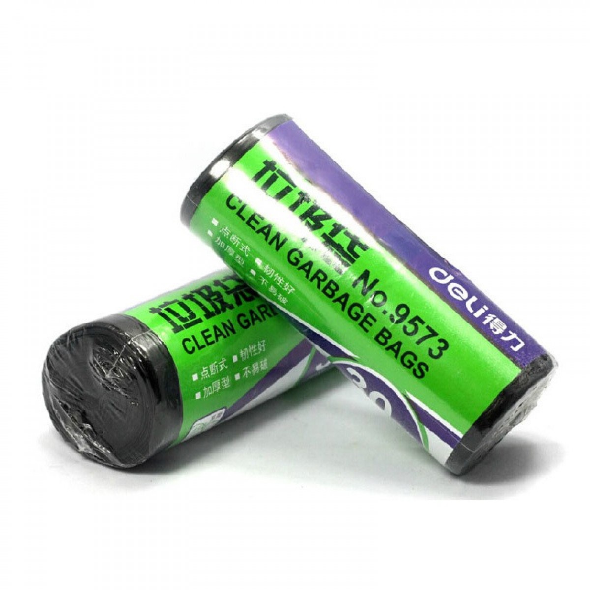 得力（deli）垃圾袋9573家用办公加厚塑料垃圾袋点断式45*55cm30只装  单位：卷
