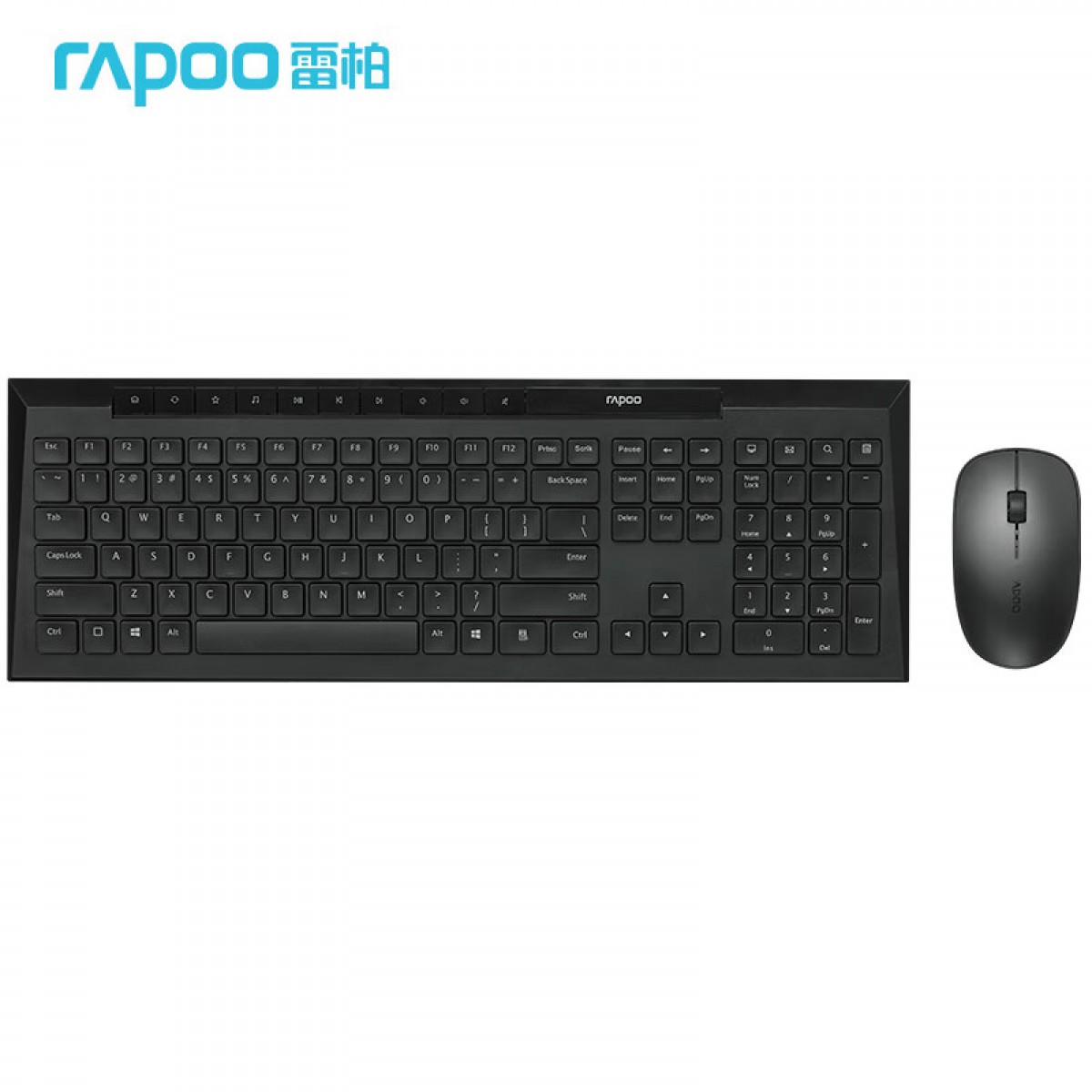 雷柏（Rapoo） 8200S无线键鼠套装 无线2.4G连接 静音省电 台式电脑笔记本通用 黑色 单位：套