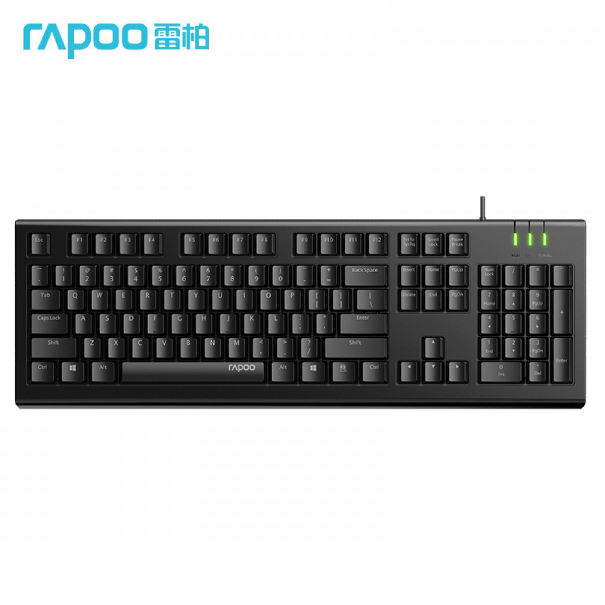 雷柏（Rapoo） NK1800 有线键盘 办公键盘 防泼溅 即插即用 电脑键盘 笔记本键盘 黑色  单位：个