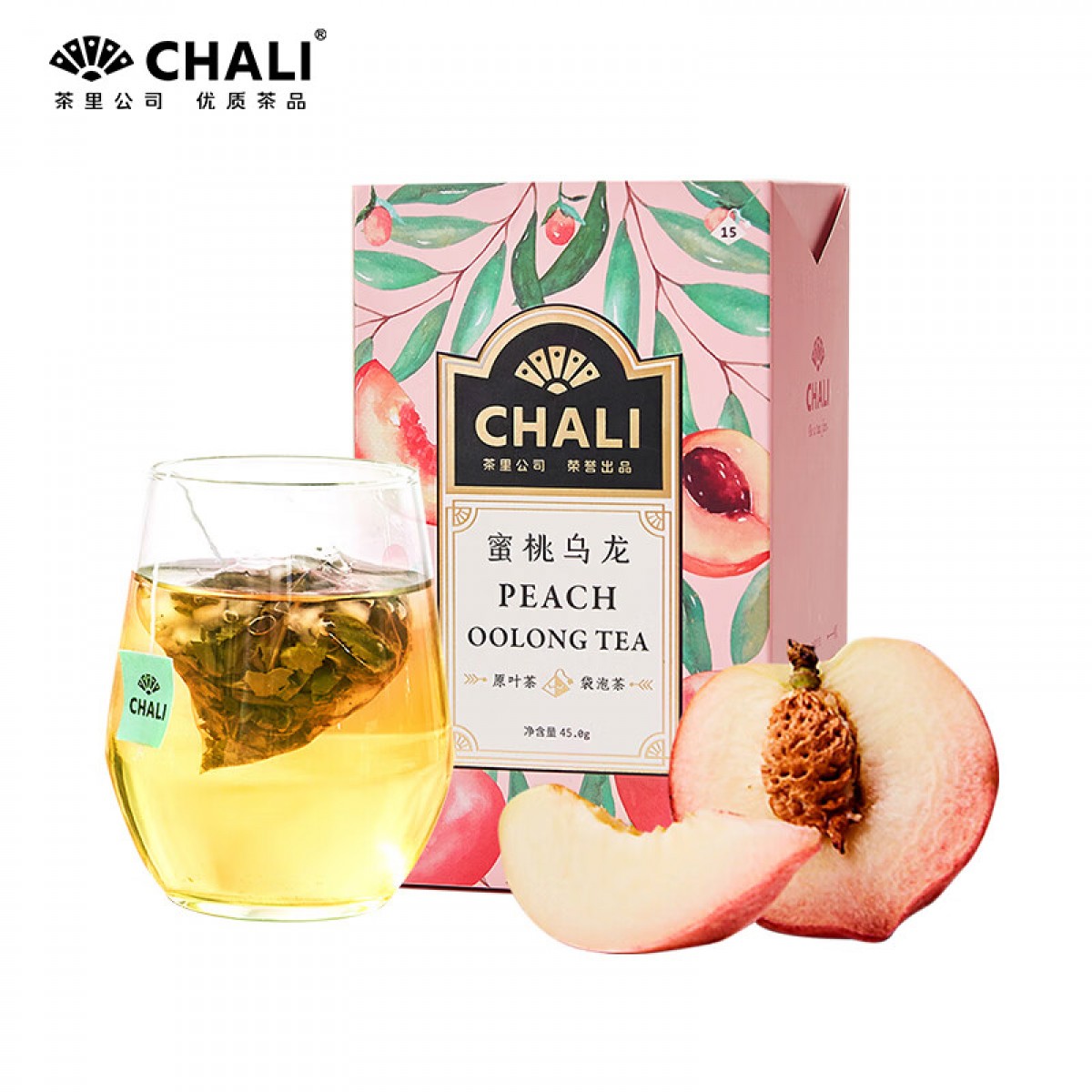 CHALI茶里公司花草茶叶蜜桃乌龙茶盒装15包45g水果茶包铁观音白桃乌龙   单位：盒