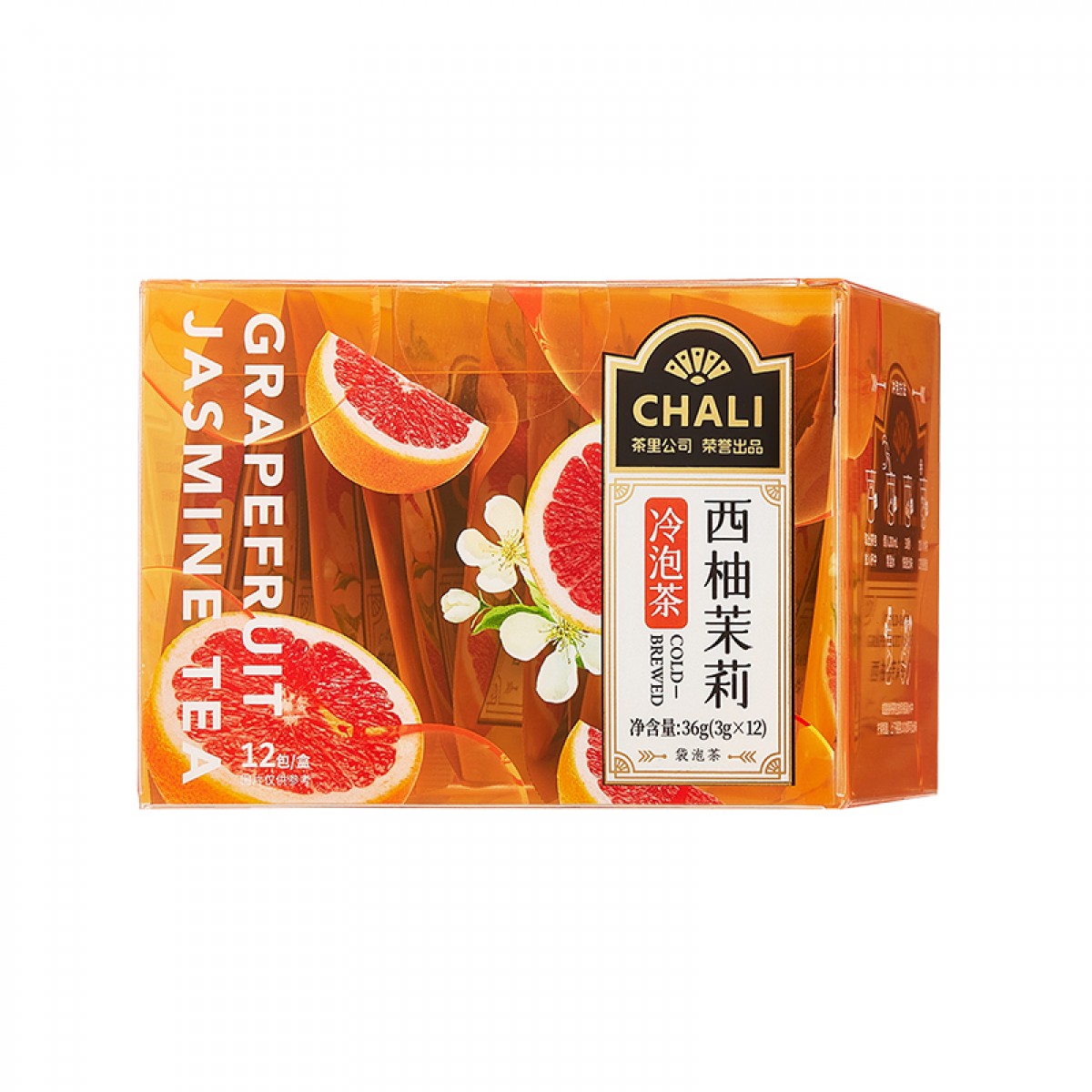 CHALI茶里公司花草茶叶西柚茉莉花冷泡茶36g茶包袋泡茶水果茶12包/盒 单位：盒
