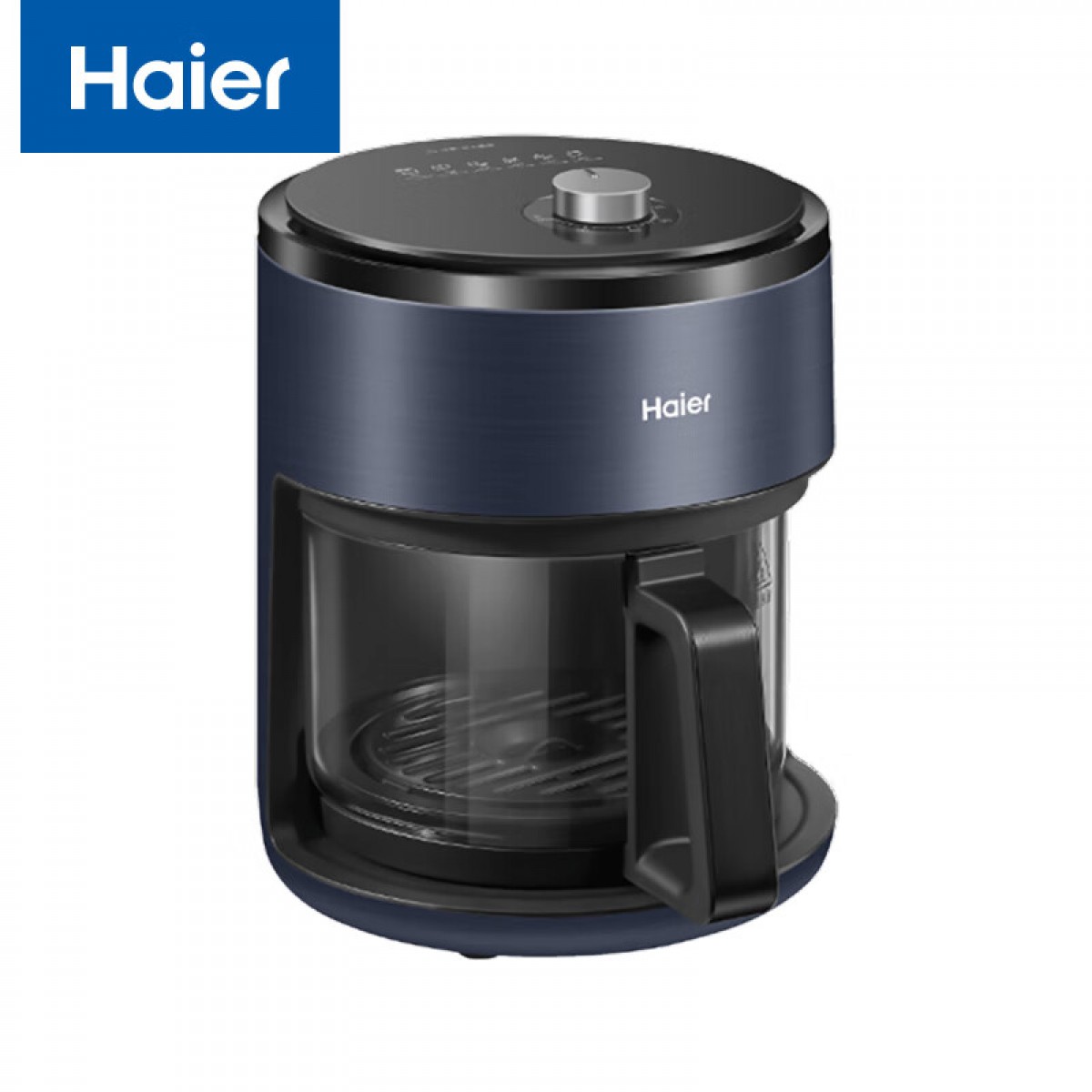 海尔（haier）空气炸锅3.6升大容量家用煎炸烘烤一锅多用1300W大火力全方位立体加热360°可视无油健康烹炸 分体式不粘锅+典雅晶釉蓝色+加厚加宽把手 3.6L  单位：台