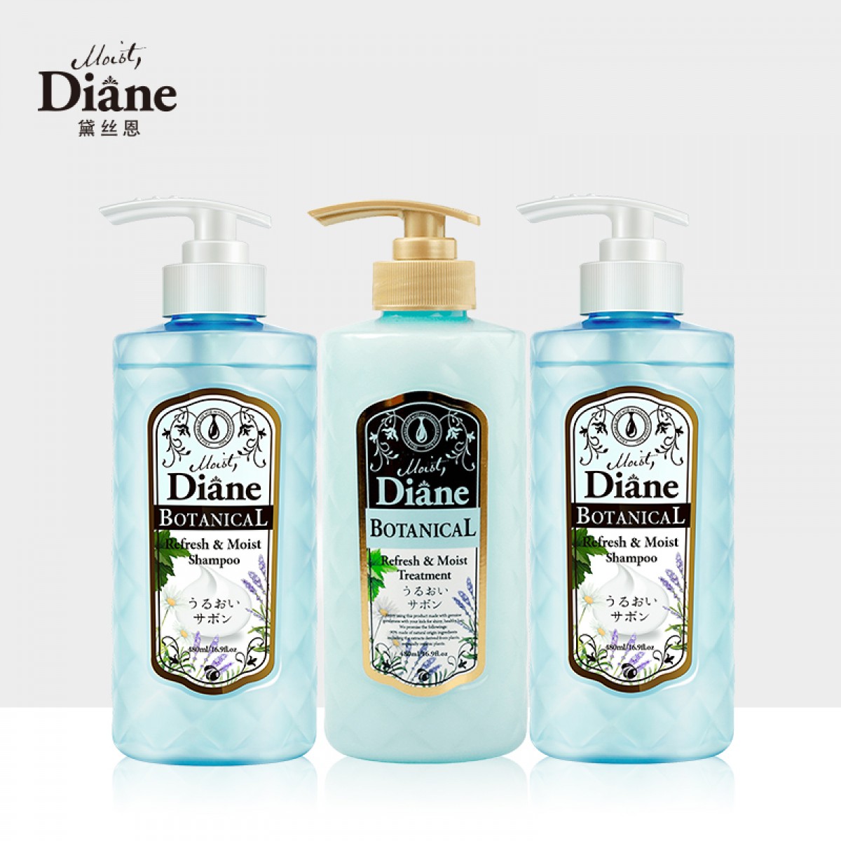 黛丝恩（Moist Diane） 日本植萃水润轻盈洗护套装（洗480ml*2+护480ml） 单位：套