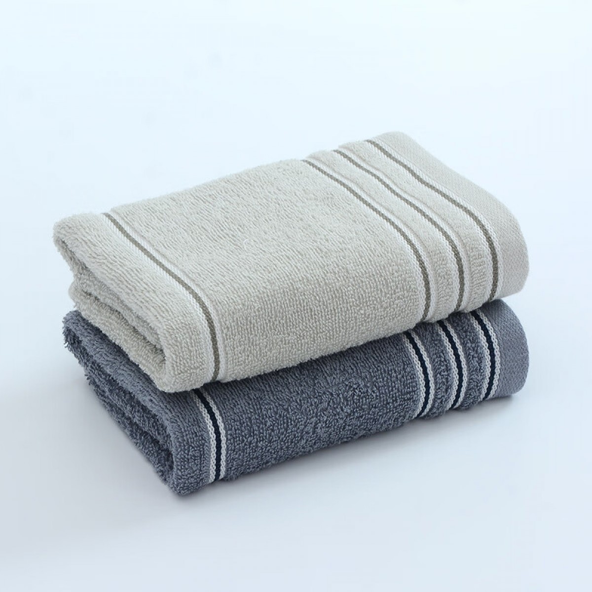 洁丽雅（Grace）纯棉3A级抗菌毛巾洗脸毛巾2条装柔软强吸水洗澡擦脸巾 深灰+灰色  2条/组  单位：组
