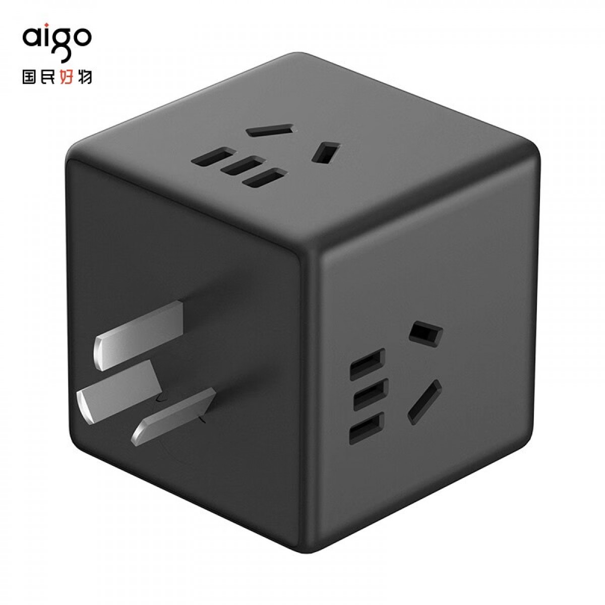 爱国者(aigo)20W PD快充魔方转换器/插座/插头 1转3位+2USB+Type-C口 创意插排/插线板 插座带开关 BZ0331MB 单位：个