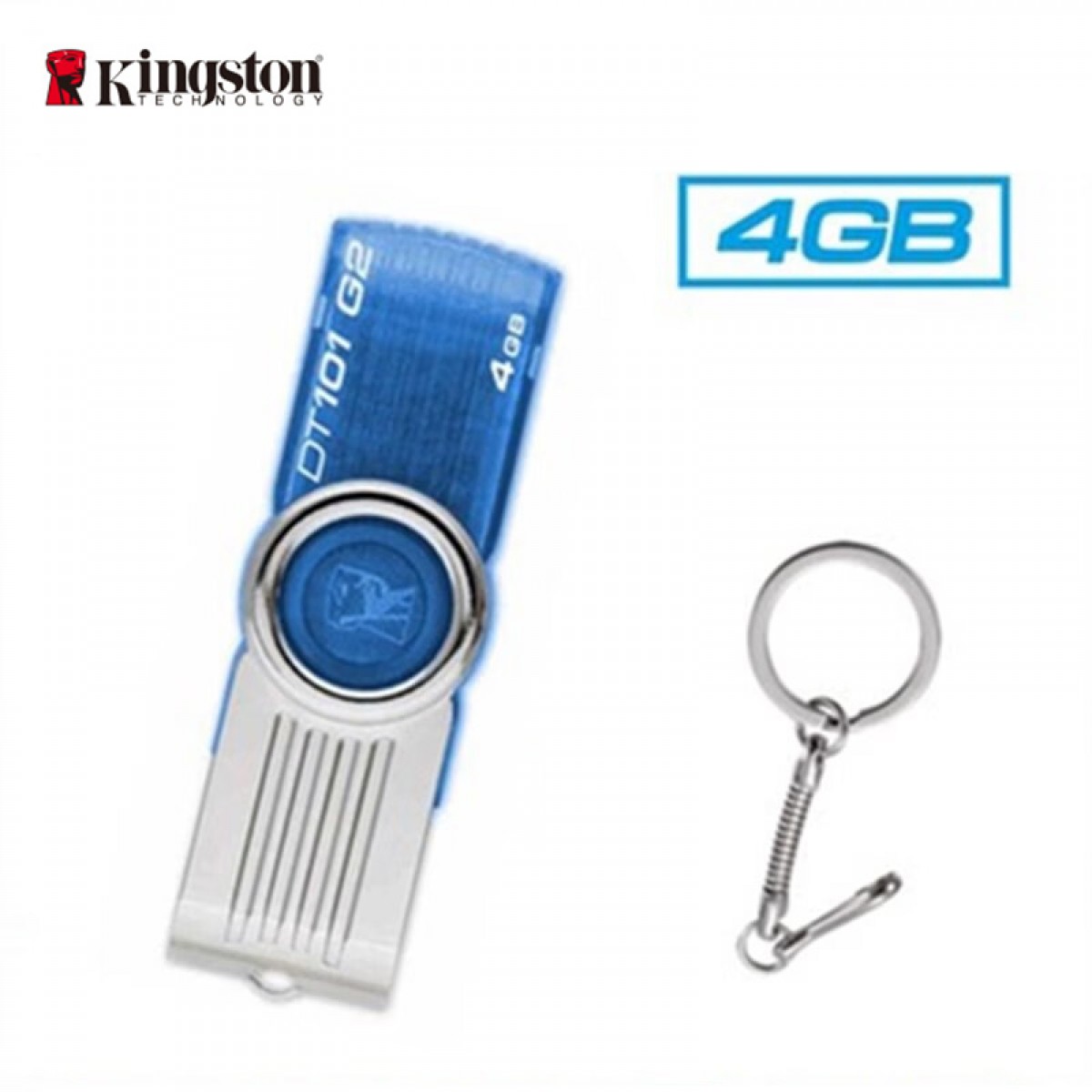 金士顿 u盘车载电脑礼品办公婚庆优盘 定制logo (旋转USB2.0蓝色）4G  单位：个