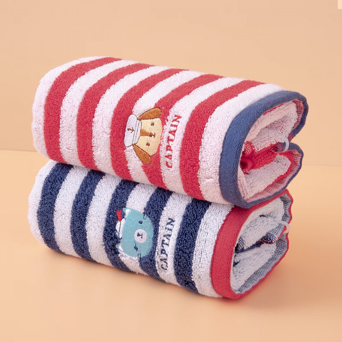 洁丽雅（Grace）纯棉毛巾2条装 A类海军风洗脸毛巾加厚柔软强吸水擦脸巾 98g/条 单位：组