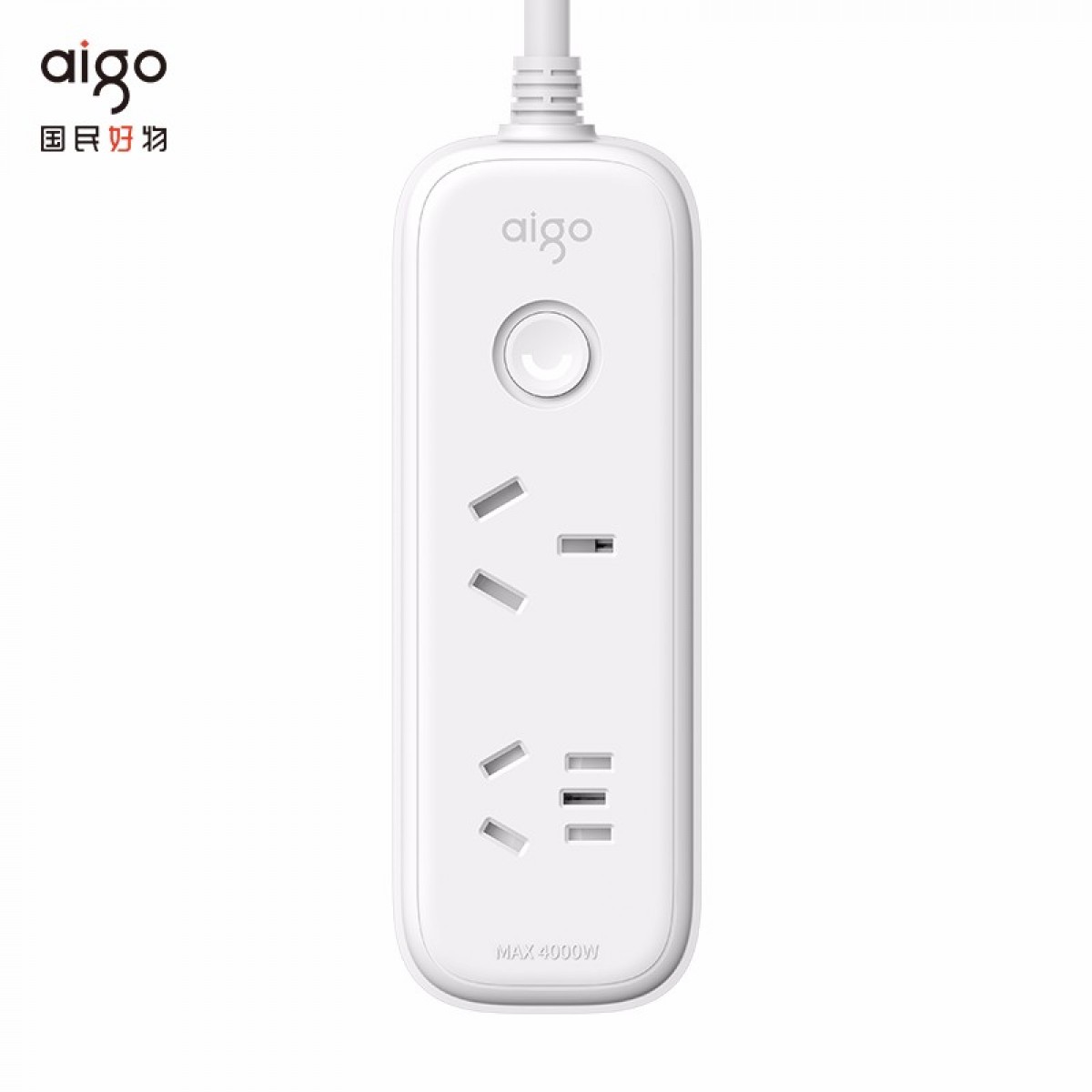 爱国者(aigo)16A大功率插座排插/16A转10A转换器空调插座一转二转换插头插排接线板 2位总控全长1.8米AC0201D 单位：个