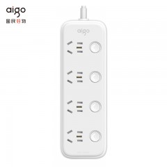 aigo爱国者插座/插线板/插排/接线板/拖线板/排插 4位分控全长3米独立开关45mm间距插孔AC0404突破制造新国标 单位：个