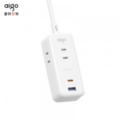 爱国者(aigo)20W PD快充USB插座 旅行插排/2脚插线板/拖线板/宿舍2孔接线板 新国标全长1米一转5位排插 单位：个