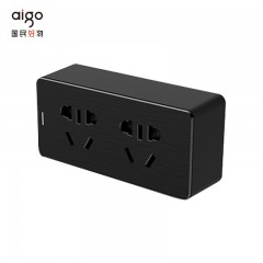 爱国者(aigo)一转二多插座转换器/插排/插板/插头转换器/无线扩展排插防过载小巧拉丝工艺 TZ0200-aigo黑 单位：个