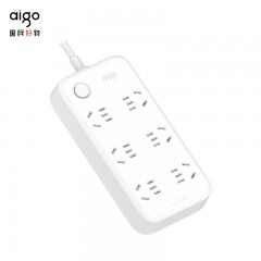 爱国者aigo)插座/插排/插线板/接线板/拖线板/排插 6位总控全长3米 独立开关儿童保护45MM大孔间距AC0601 单位：个