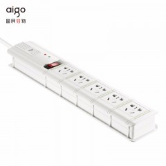爱国者(aigo)防雷插座/插线板/插排/排插/接线板/拖线板 抗电涌防过载防雷模块极性检测 5位总控S1K5全长3米 单位：个