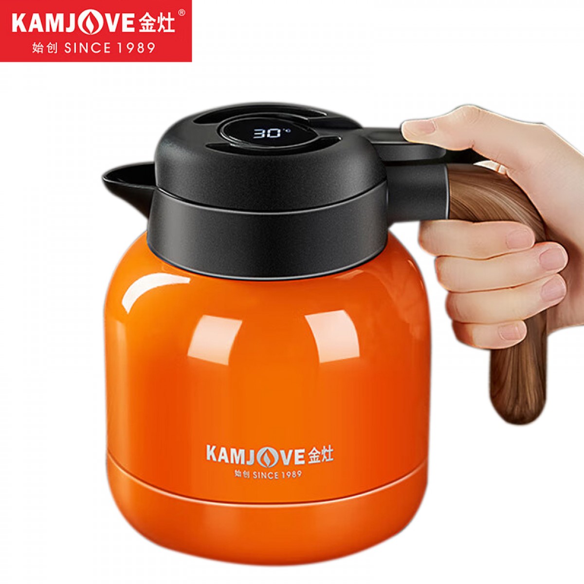 金灶（KAMJOVE）LX-500白茶闷茶壶 316不锈钢1L大容量茶水壶泡茶茶具焖泡壶保温壶 实时温度显示 单位：个