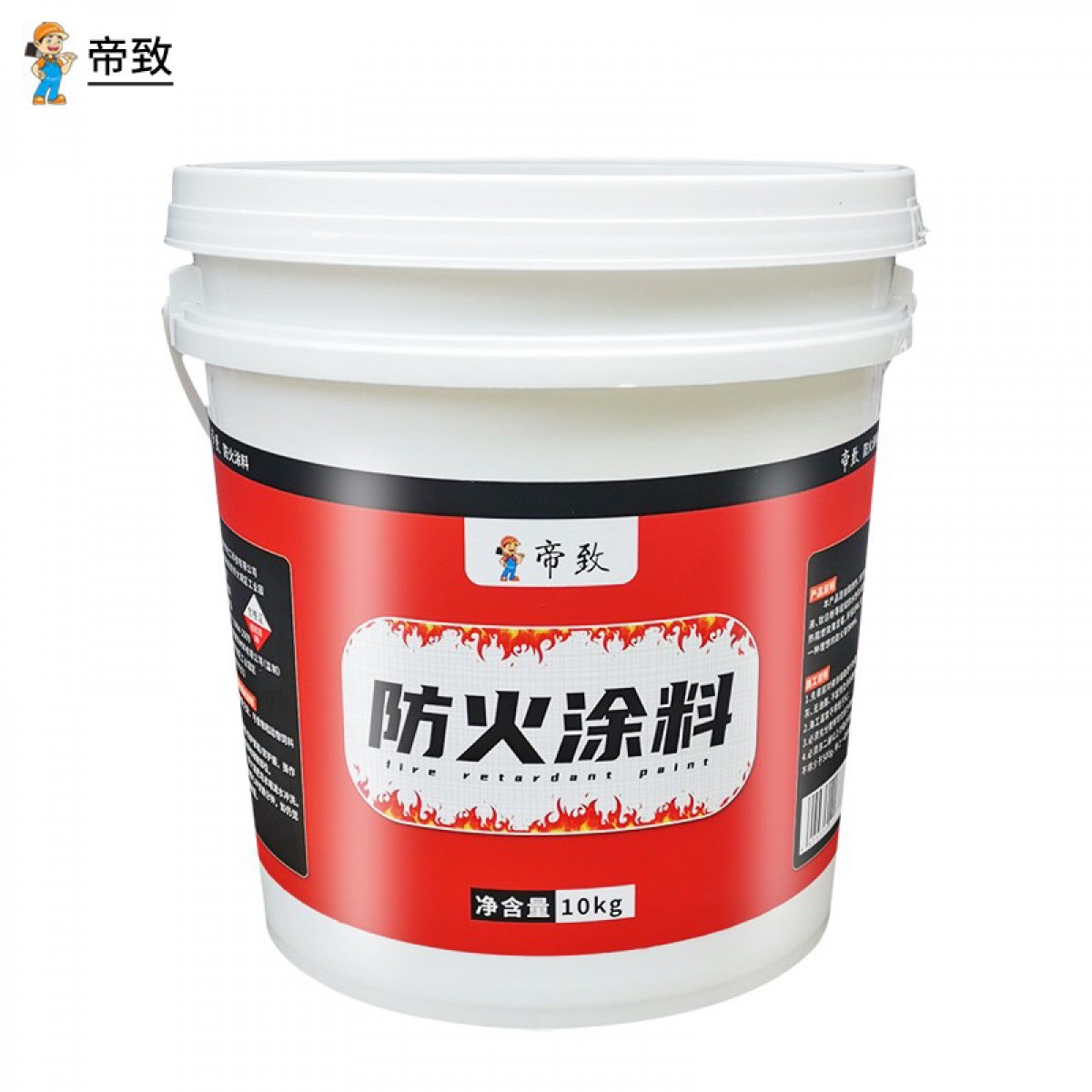 帝致 防火涂料木材钢结构阻燃剂油漆液体透明色室内外电缆隧道耐高温漆 【墙面/木材】防火涂料20kg白色 单位：桶