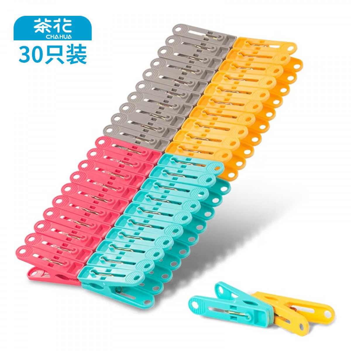 茶花衣架夹子晾衣夹子 夹衣服晒衣夹床单防风夹大夹子袜夹被夹 30只/组 单位：组