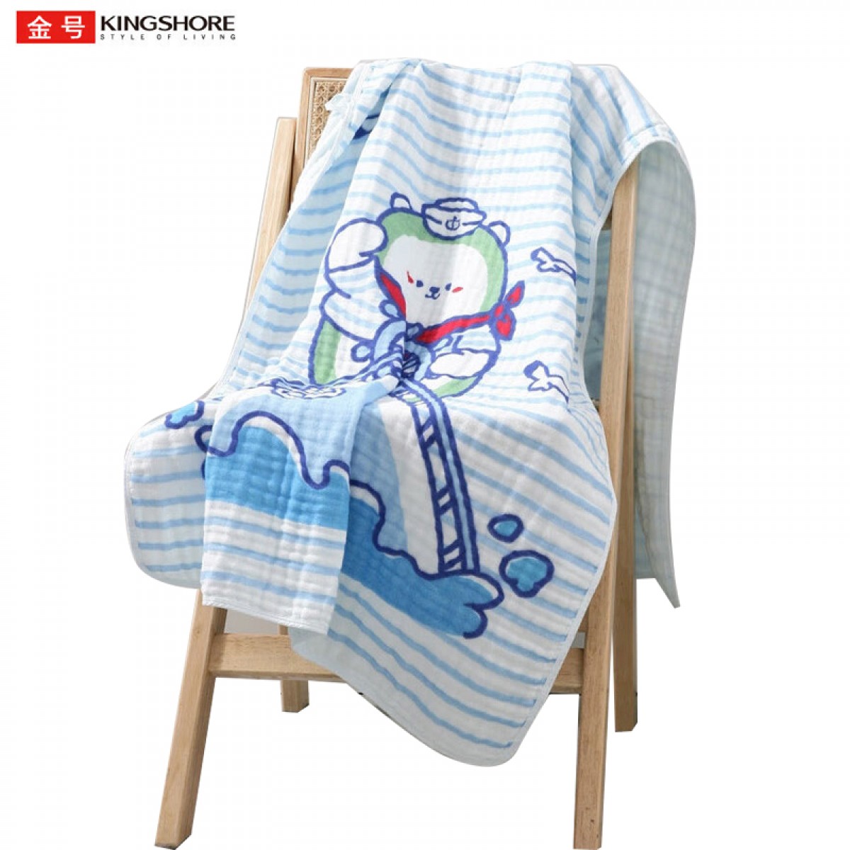 金号牛油果联名款 A类纯棉浴巾条纹浴巾加大纱布浴巾 180*80cm 单位：条