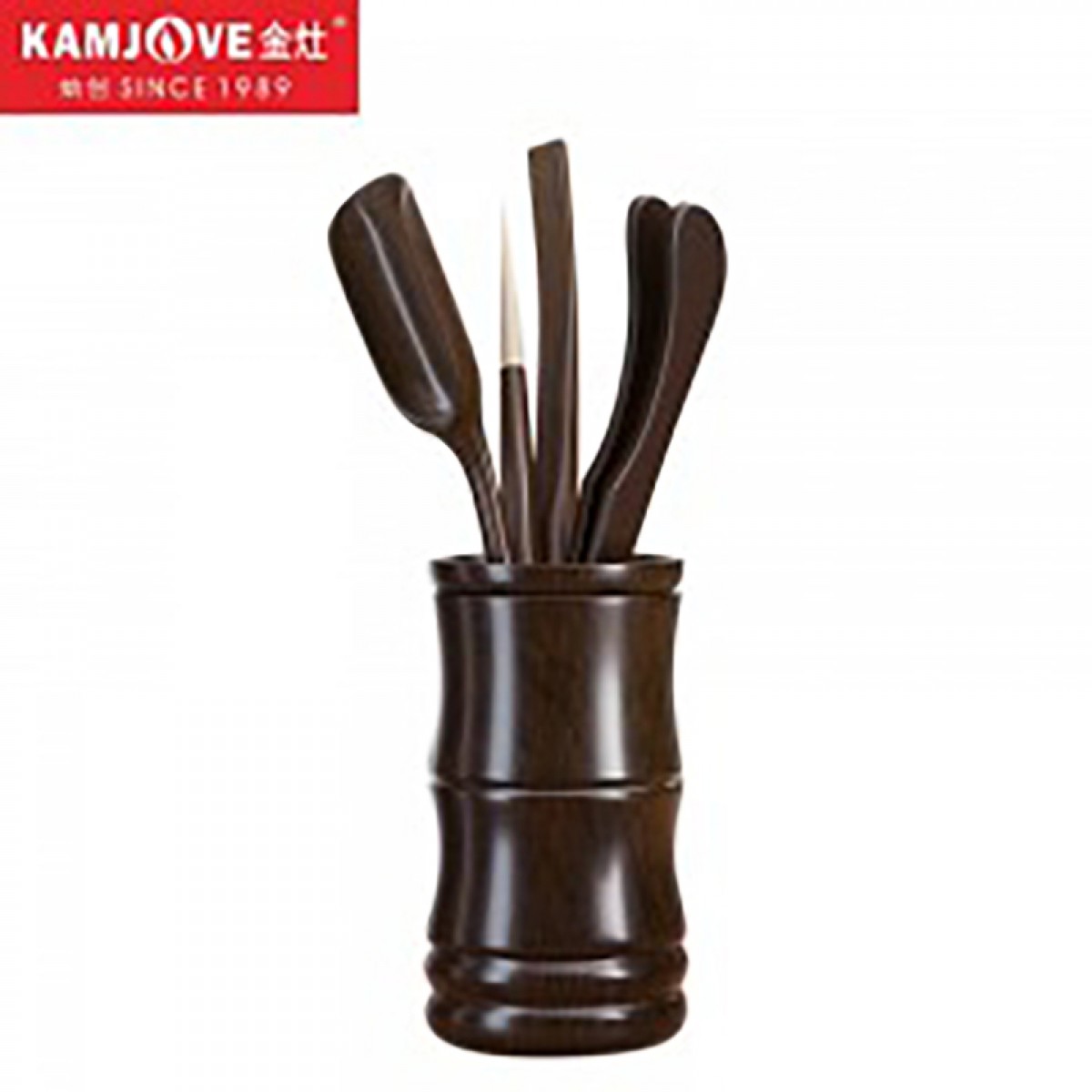 金灶（KAMJOVE) 黑檀木茶道六君子茶夹杯夹茶则 功夫茶具配件套装 竹筒造型 KP-8 单位：套