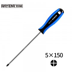 锐能(RAYENR)十字螺丝刀 5x150mm单把S2材质防滑带强磁性加长螺丝批 起子改锥工具315150 单位：把