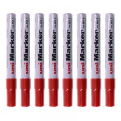 三菱（Uni）单头油性记号笔马克笔 斜头方嘴大头笔 580B 红色12支装 单位：盒