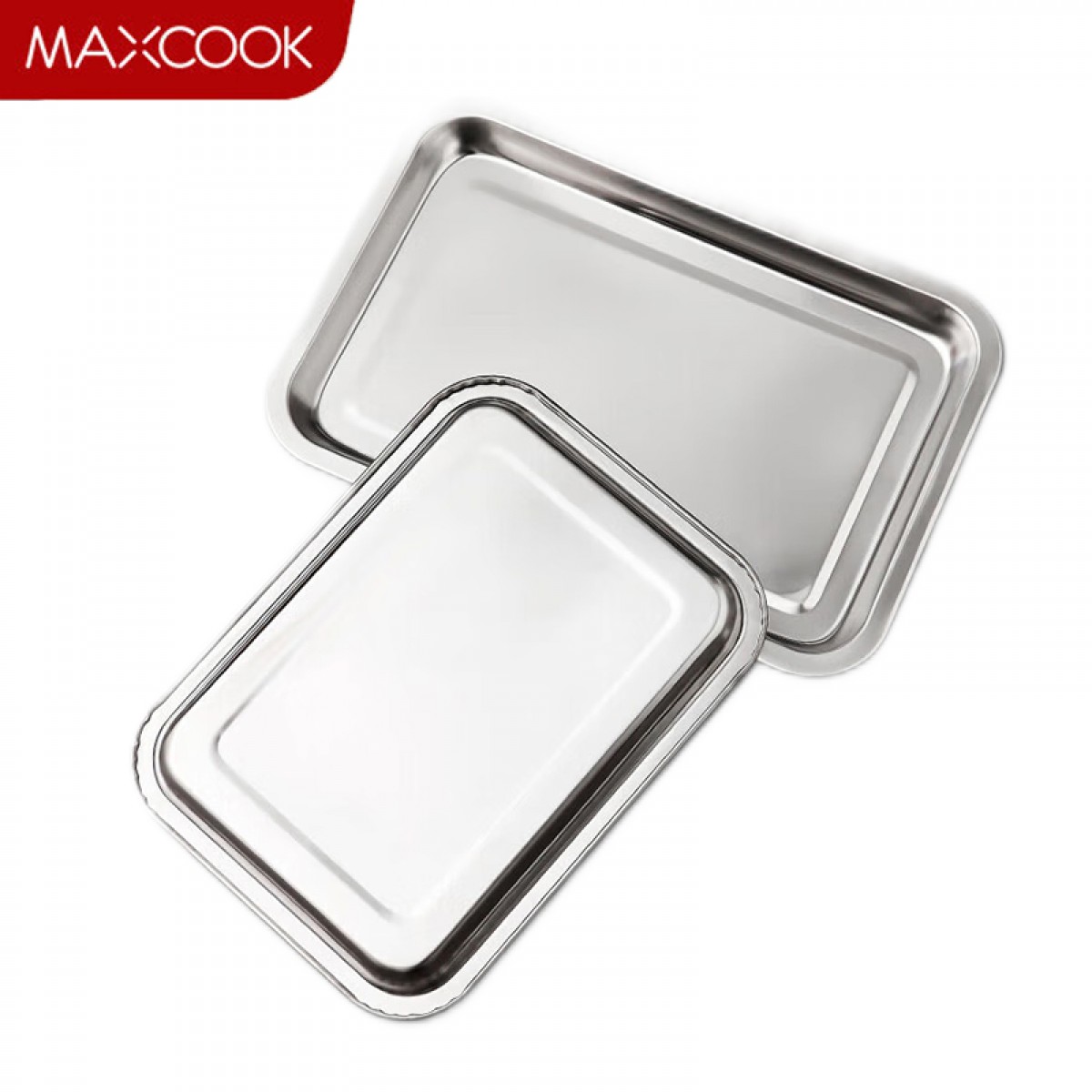 美厨（maxcook）304不锈钢盘子方盘 加深方盘长方形餐盘 烧烤托盘40cm MCFT2373 单位：个