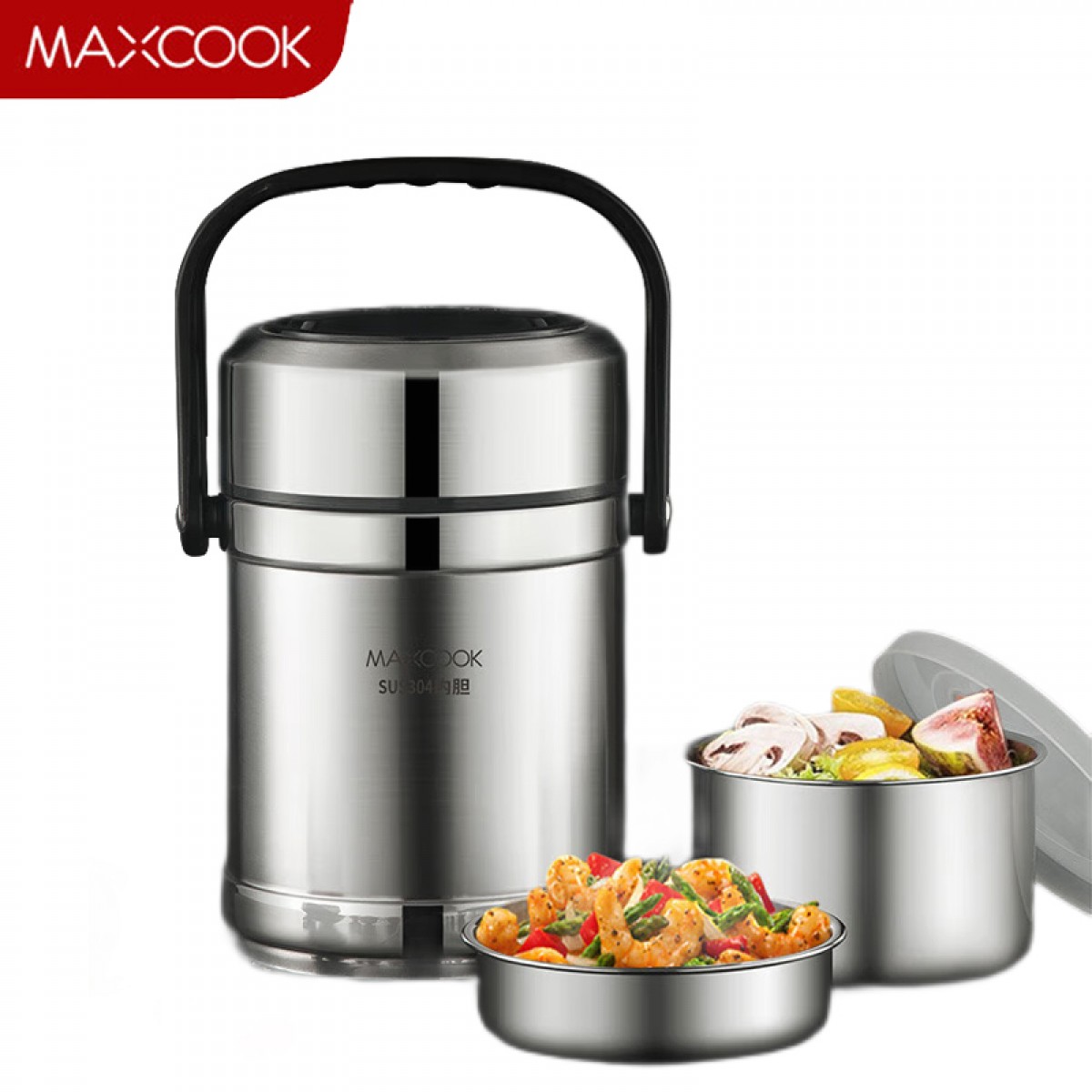 美厨（maxcook）304不锈钢保温饭盒提锅1.5L 双层保温桶学生便当盒 MCTG2020 单位：个