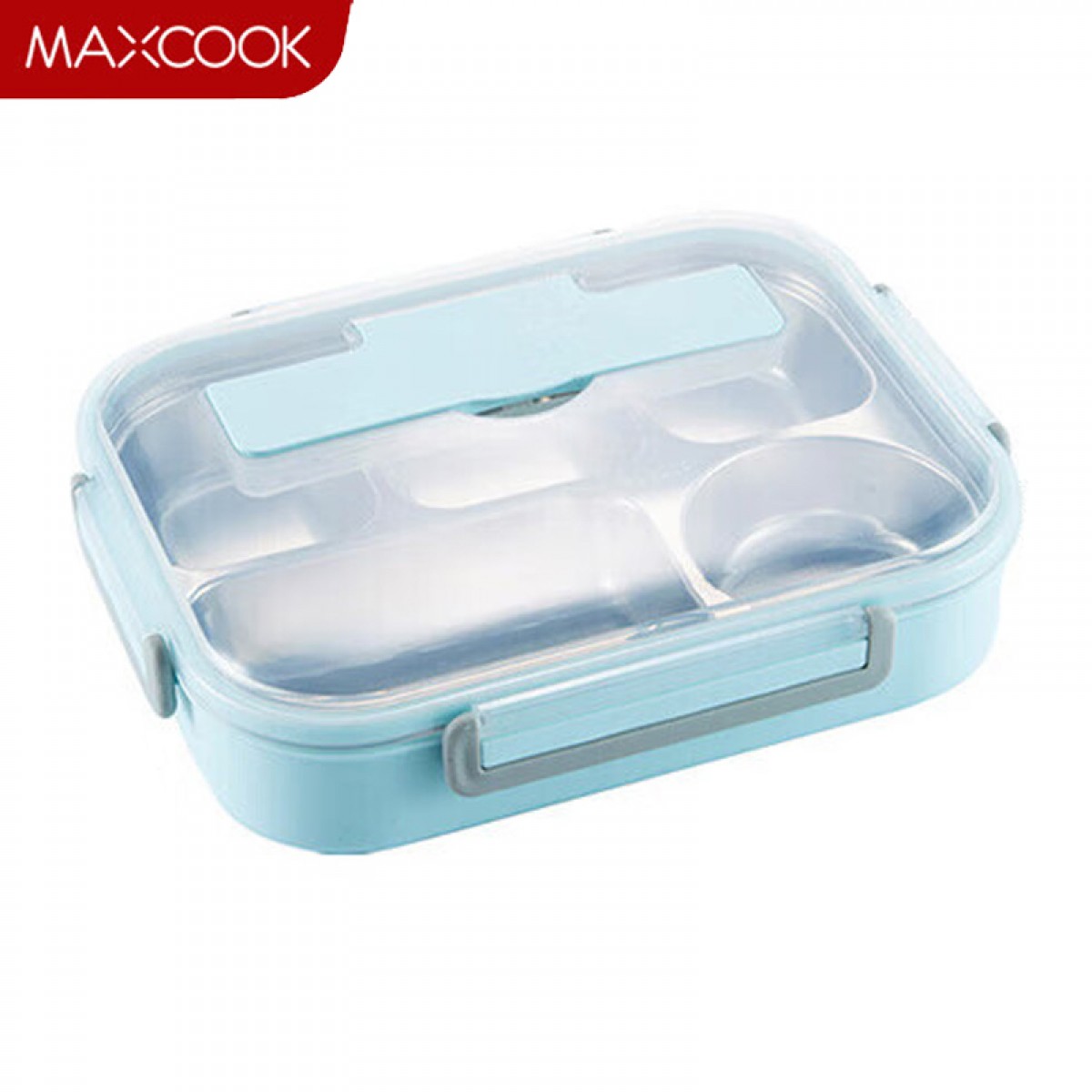 美厨（maxcook）304不锈钢饭盒 4.5cm加大加深五格学生饭盒保温盒2L配餐具MCFT111 单位：个