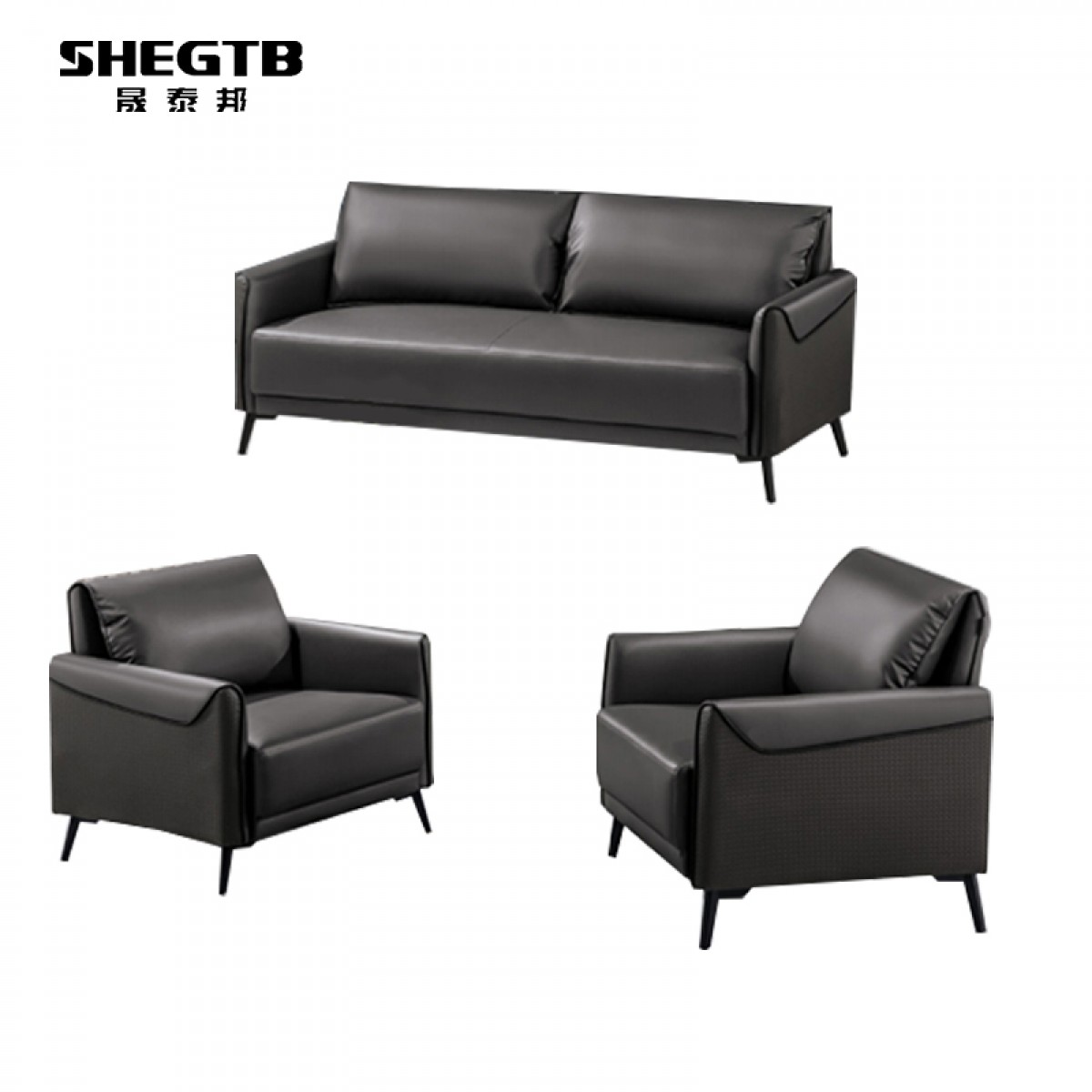 晟泰邦 办公室沙发现代商务接待室办公会客1+1+3沙发组合80*74*76 183*74*76cm/（1+1+3） 单位：套