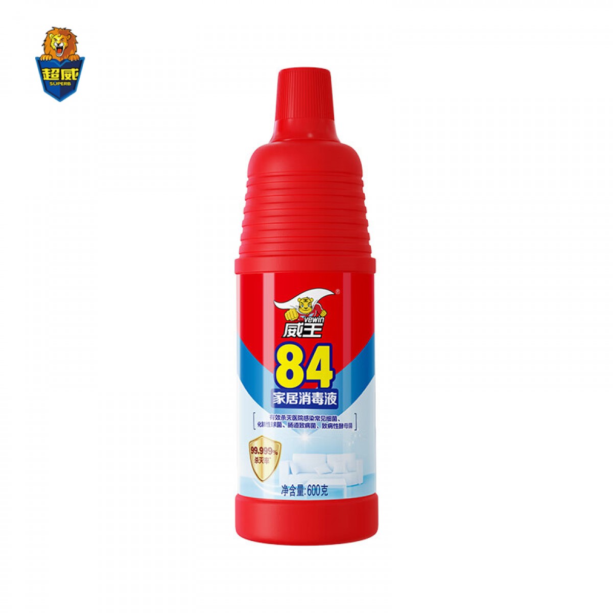 超威 威王84消毒液次氯酸钠含氯消毒剂衣物漂白消毒水杀菌除菌剂600g 单位：瓶