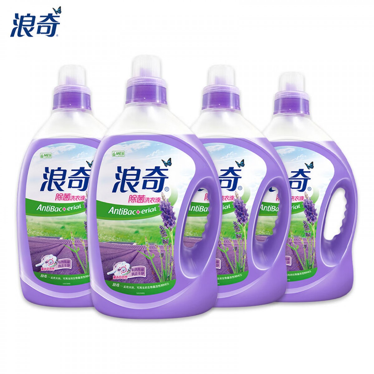 浪奇 除菌除螨洗衣液2kg*4瓶16斤薰衣草香 家庭促销组合套装 单位：套