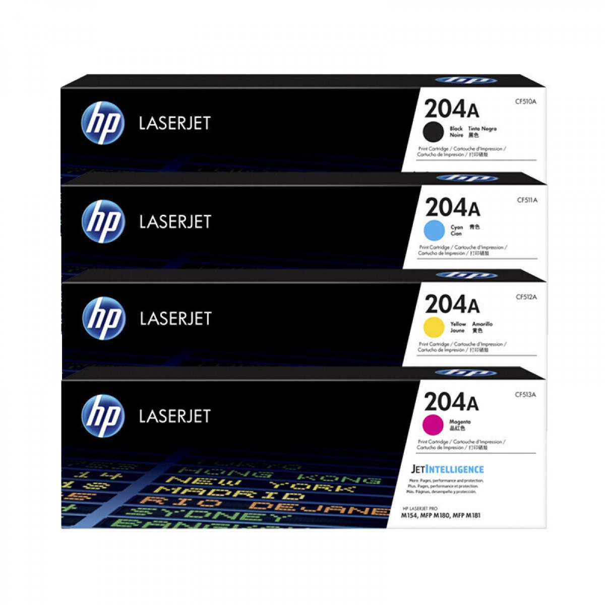惠普(HP)204a硒鼓四色套装 cf510a墨粉墨盒原装 惠普M154A 154nw M180N M181fW打印机碳粉 黑色彩色套装 单位：套