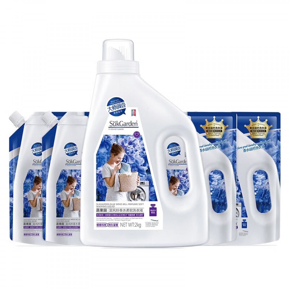 蔬果园（SukGarden）香水香氛洗衣液除菌除螨洗衣持久留深层洁净柔顺衣物家庭装 香水洗衣液8斤实惠套装 单位：套